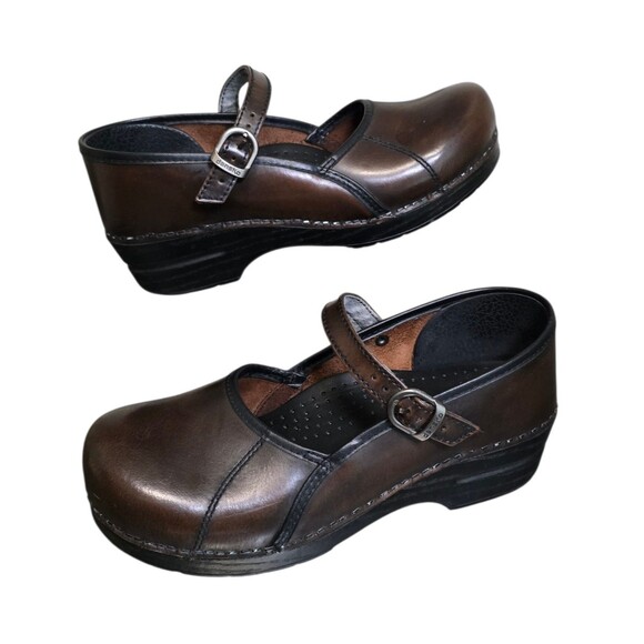 Dansko Marcelle Clog Shoes Womens EU 40 US Size 9.5 - 10 Maryjane Brown Leather - Picture 1 of 9